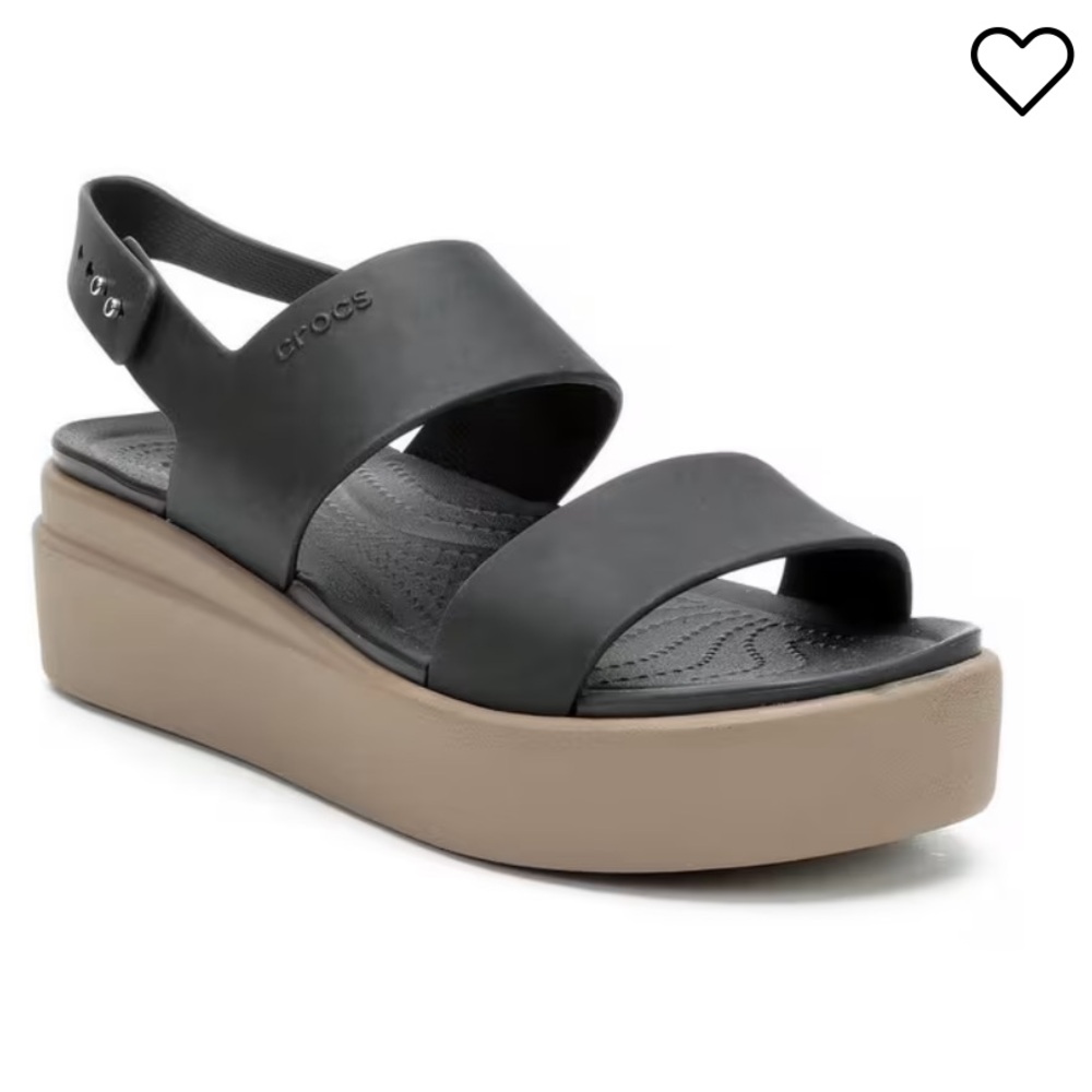 Women’s Crocs Low Wedge Brooklyns || Black & tan || Size 8